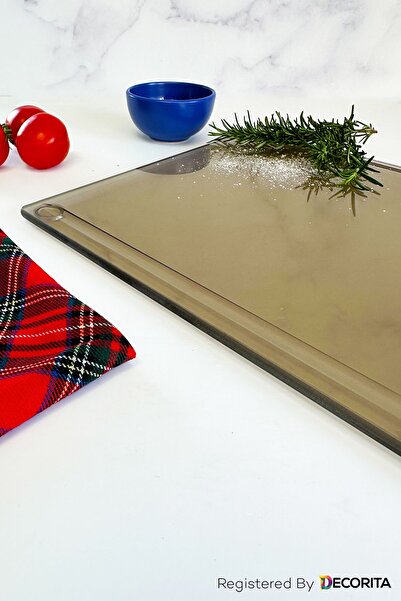 Decorita Channeled Glass Cutting Board - Glass Cutting Table| Bronze Glass| 25cm x 35cm| Patented Product