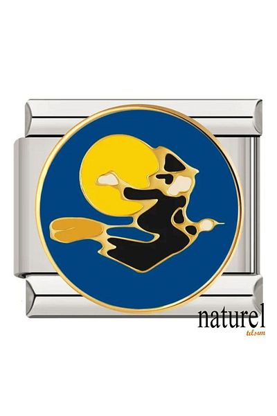 Naturel Tılsım 9mm Stainless Steel Witch Charm with Broom - Italian