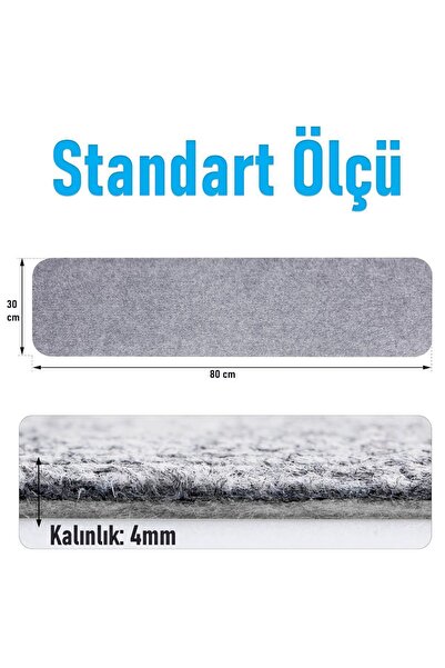 Stepmat Halifleks Yapışkan Tabanlı Merdiven Basamak Paspası Rip Halı Kaymaz Tabanlı - Gri