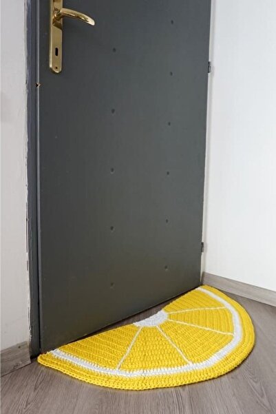 afralya home Banyo / Balkon Kapı Önü Yarımay Şeklinde Örgü Kilim Paspas