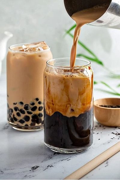 Sekiz8 400ml Coffee and Presentation Cup - Glass Straw, Borosilicate Glass Coke Box Waterfall Cup, 2 Pieces