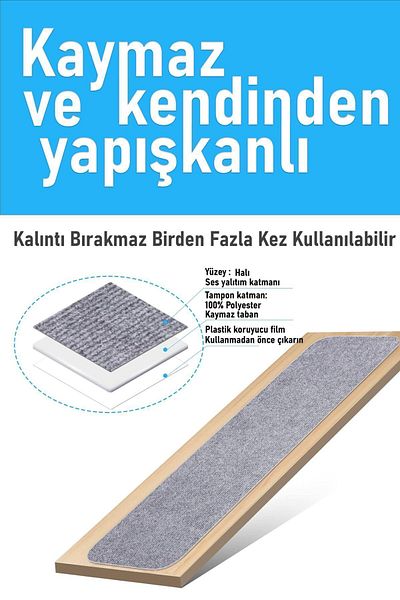 Stepmat Gray Halifleks Stair Step Mat - with Adhesive and Non-Slip Base