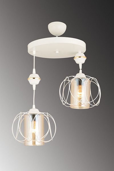 SONSUZ AYDINLATMA&AVİZE Solar Pendant Lamp Set of 2 White Modern Downward Facing Chandelier