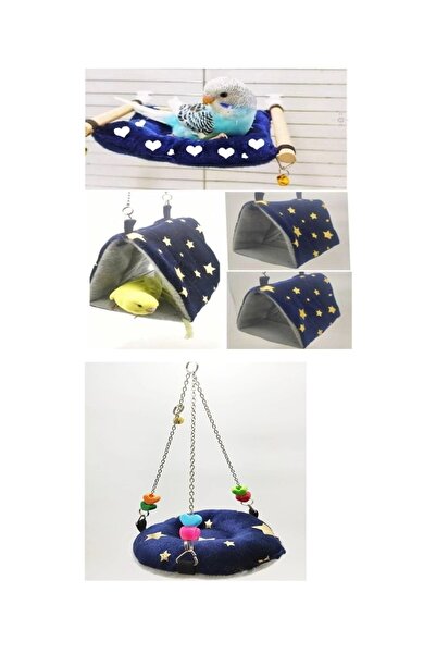 AlyaPetWorld Kuş Uyku Yatağı Ve Kuş Hamağı Seti - Kuş Oyuncak Seti