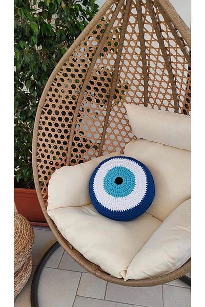 AFRALYAHOME Decorat pentru casa Perna-perna-perna tricotata Evil Eye-evil Eye Perna umpluta cu margele 30 cm