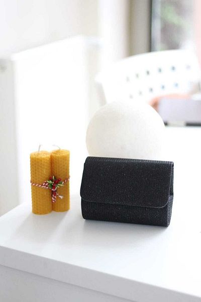 Moom Bag Дамска черна мини чанта тип клъч за вечер