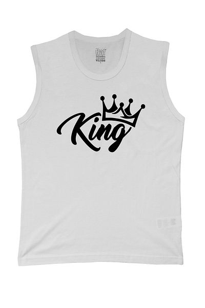 Raf Coll Ανδρικό αμάνικο πλεκτό μπλουζάκι King King Lettering Digital Printed 100% βαμβάκι