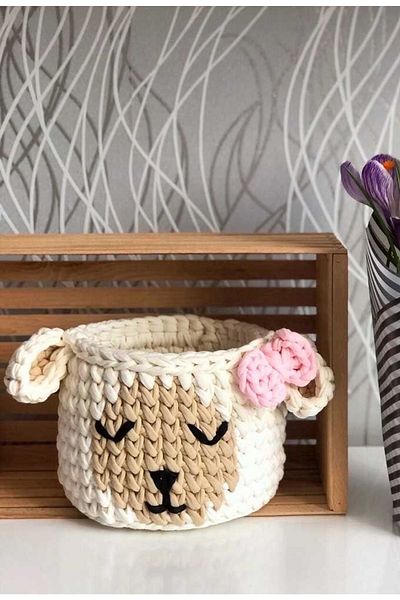 AFRALYAHOME Βιολογικό πλεκτό καλάθι - Παιδική οργάνωση βρεφικού δωματίου, με φιγούρες ζώων και αυτιά