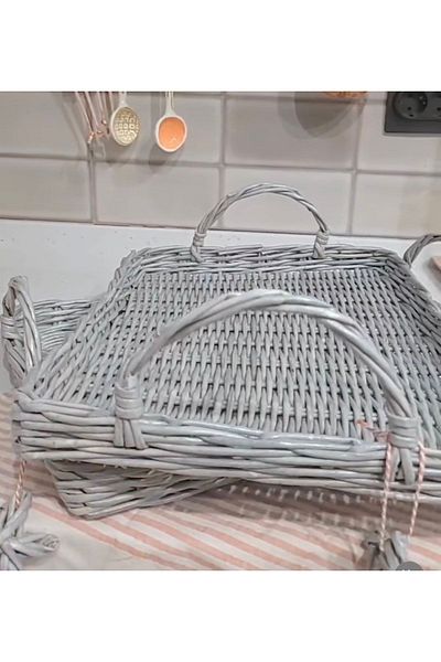 AFRALYAHOME Rattan Tray, Decorative Basket, Promise, April Tray 30x40 Cm