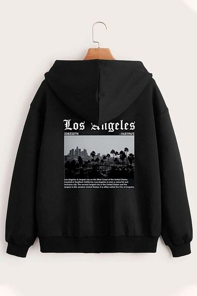 MANCY Unisex 2ip Knitted Fabric Printed Hooded Zipper Sweat Cardigan