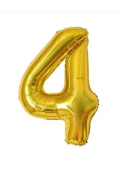 asöy 100 Cm Foil Balloon - Age 4 Number, Gold Color, 40 Inch Large Size