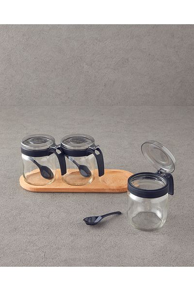Berghoff Maddy Glass - Set of 3 Black Spice Pots 425 ml