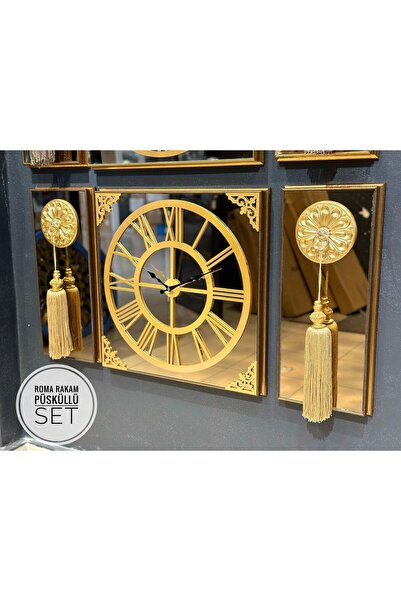 LAZERCİX Roma Rakamlı 3 lü Püsküllü Duvar Saati