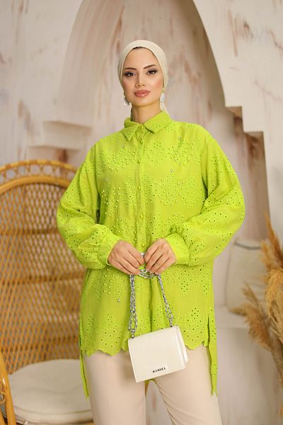PİNK FLY Embroidered Pearl Women's Tunic Shirt - Standard
