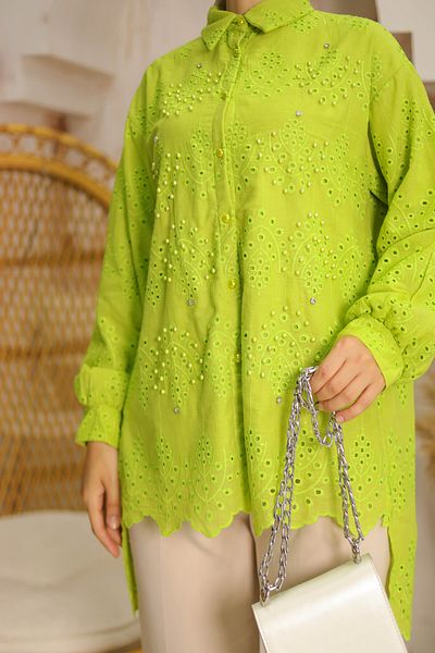 PİNK FLY Embroidered Pearl Women's Tunic Shirt - Standard