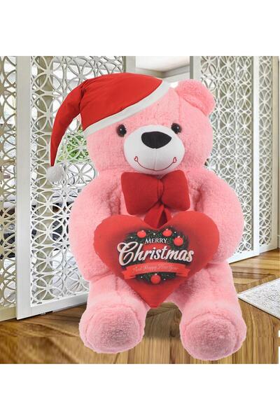 Sole خاص للعام الجديد - دب قطيفة "عيد ميلاد سعيد" 80 سم مع ربطة عنق على شكل قلب