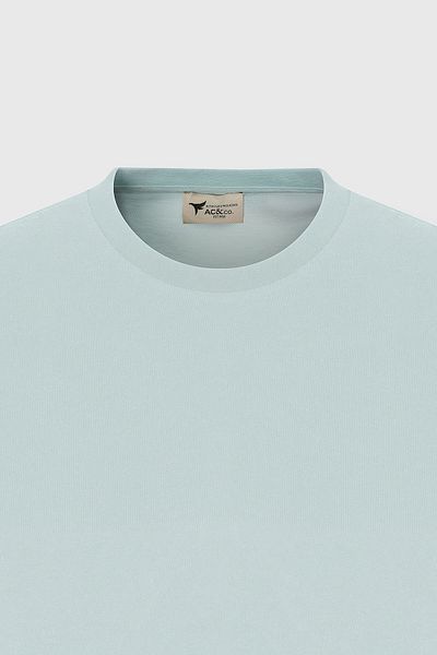 AC&Co / Altınyıldız Classics Mintgrünes, locker geschnittenes, locker geschnittenes Rundhals-T-Shirt aus 100 % Baumwolle für Herren