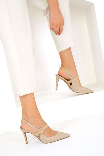 SOHO Beige klassische Damenschuhe mit Absatz - Denim 19370