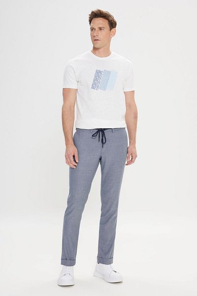 ALTINYILDIZ CLASSICS Ανδρικό Navy Blue Slim Fit Slim Fit Πλαϊνή τσέπη Δέσιμο στη μέση με σχέδιο