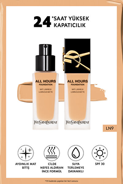 Yves Saint Laurent All Hours Tüm Gün Süren Işıltılı Mat Bitişli Fondöten Ln9 ...