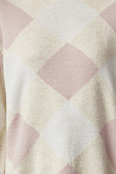 Trendyol Modest Powder Plaid/Color Block Knitwear Sweater TCTAW25AK00013