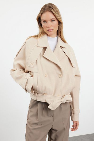 Trendyol Collection Übergroßer Nerzmantel mit Stempelmuster – weiche Textur, kurz, saisonal Twoaw25kb00049