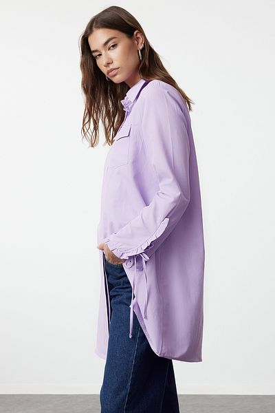 Trendyol Modest Fodor részletes rózsaszín ing - normál szabású TCTSS24TG00070