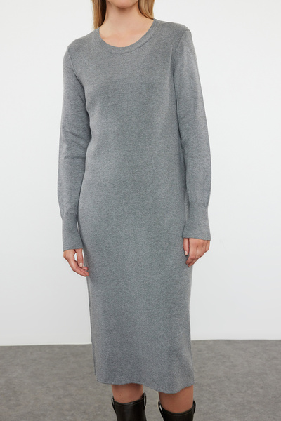 Trendyol Collection Antracit Maxi Knitwear prémium fonal/különleges fonalruha TWOAW24EL00100