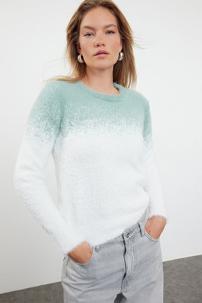 Trendyol Collection Pulover Mint Rope Tricotaje - Barbă/Pene, TWOAW22KZ0092