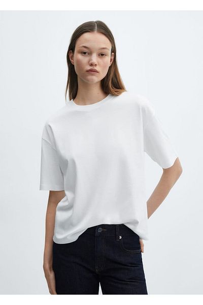MANGO Woman Tricou oversize din bumbac