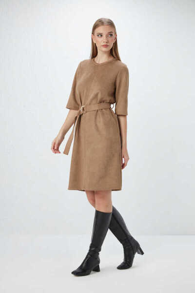 Gusto Suede Dress - Camel