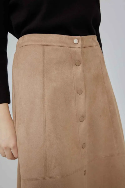 Gusto Suede Long Skirt - Camel