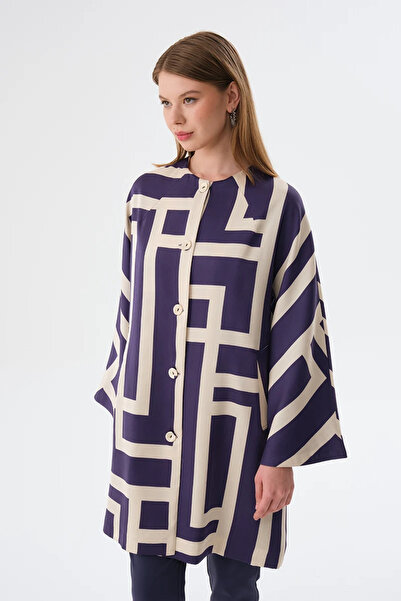 Gusto Labyrinth Pattern Kaftan - Navy Blue