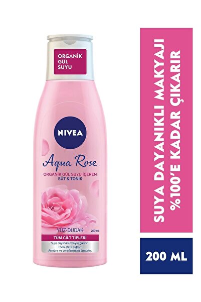 NIVEA Aqua Rose Organik Gül Suyu Içeren Süt&tonik 200ml,etkili Makyaj Temizleme