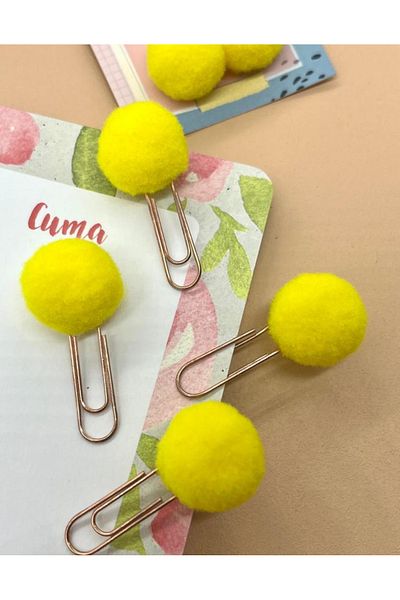 Kağıt Gemi Dükkan Yellow 2-pack Pompom Paper Clips