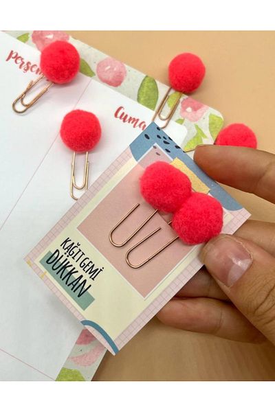 Kağıt Gemi Dükkan Pomegranate Flower 2-Piece Pompom Clips