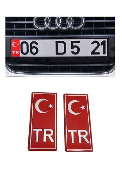 Genel Markalar Araç Plaka Arması Kırmızı Plaka Araç Sticker Tr