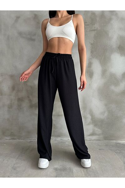 BEJNA Schwarze Palazzo-Hose mit elastischem Bund für Damen