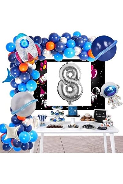 Store Mc Yaş Folyolu Astronot Roket Uzay Temalı Doğum Günü Parti Süsü bmcNM92...