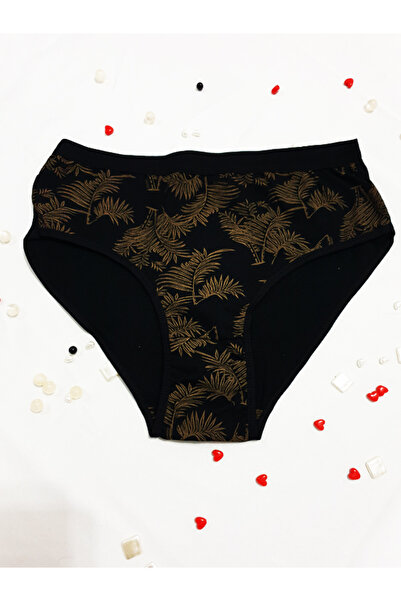 KEMSON Chiloți cu model cu talie înaltă - leopard și palmier, 2 bucăți bumbac pieptănat