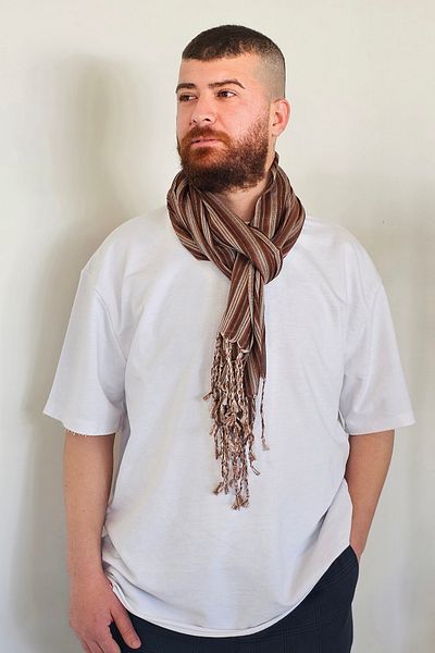 Bahtiyar İpek Silk Camisole - Brown Striped Design