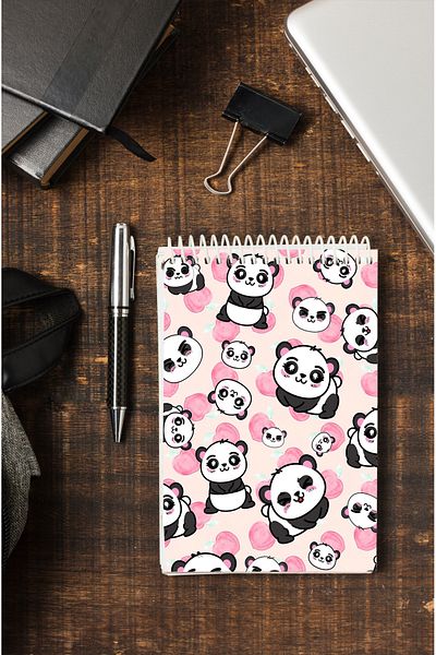 kutuTR Panda 80 ورقة مخططة بغطاء MDF Vip Memo Pad - 14x21، 70gr/m2 ç-OB10