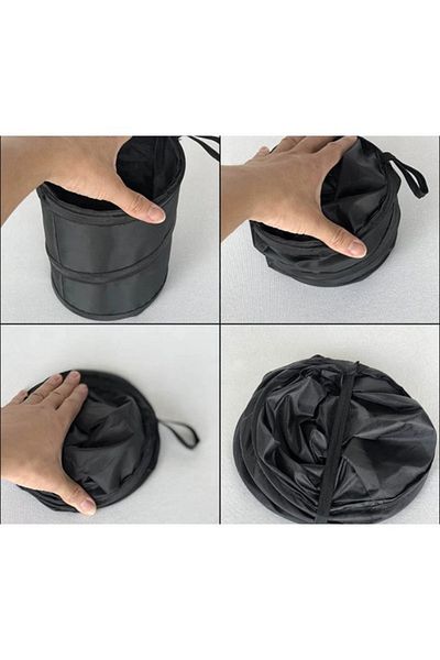 Vekorr Black Waterproof In-Car Trash Can - Foldable and Hanging