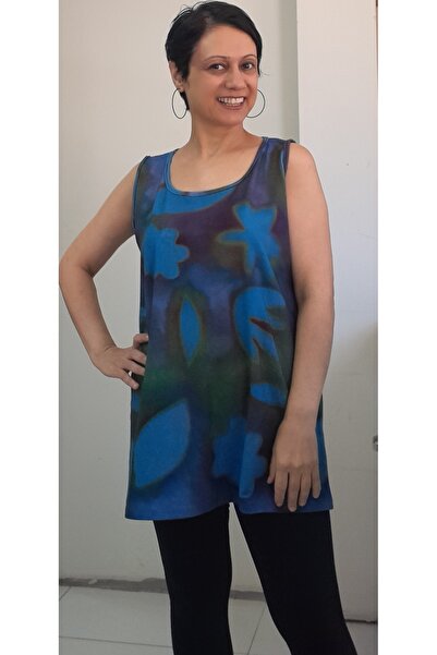 Mertcan Butik Thick Strap Tie-Dye Patterned Combed Cotton T-Shirt