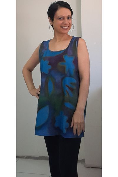 Mertcan Butik Thick Strap Tie-Dye Patterned Combed Cotton T-Shirt