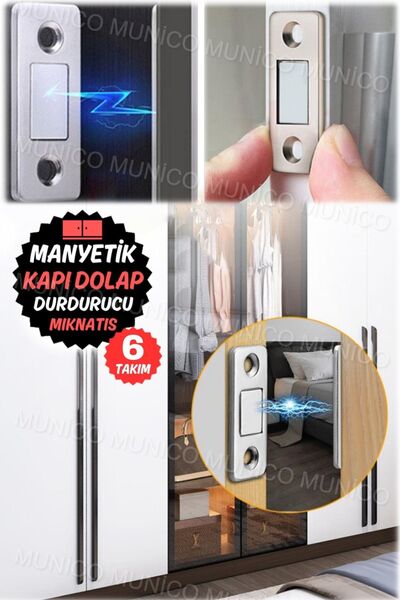 Genel Markalar Çelik Kapı Mandalları Sürgülü Kapılar İçin İdeal Manyetik Dolaplar 6 Takım Kilitleme Seti Mıknatıs