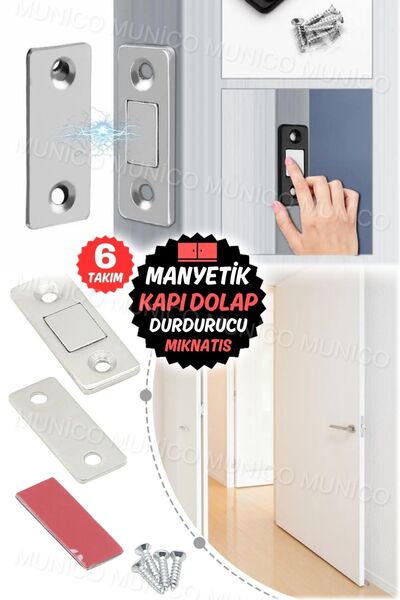 Genel Markalar Çelik Kapı Mandalları Sürgülü Kapılar İçin İdeal Manyetik Dolaplar 6 Takım Kilitleme Seti Mıknatıs