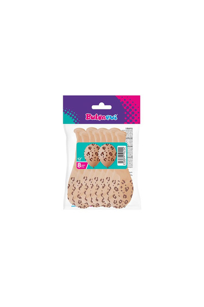 TATLI GÜNLER 4+1 ÇEPEÇEVRE LEOPAR BASKILI TEN RENGİ 12" BALON 8'Lİ