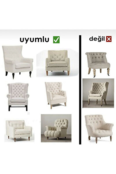 ÖZMAKAN 1 Single Armchair - Armchair Cover, Anti-Pilling, Lycra, Elastic