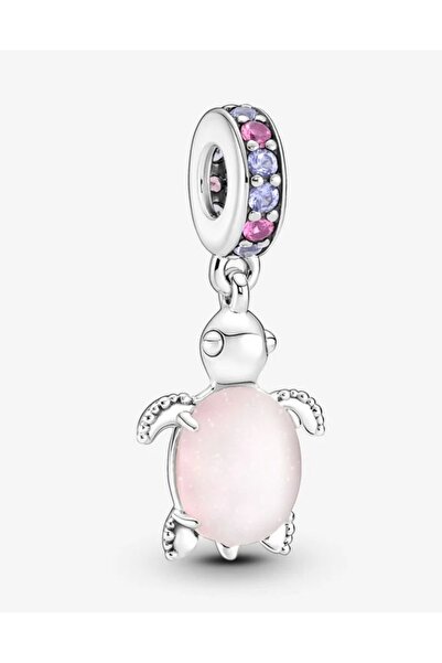 POSEİDONS JEWELLERY Murano Camı Pembe Deniz Kaplumbağası Sallantılı Charm